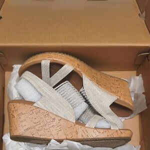 Skechers Glittering Silver and Tan Wedges